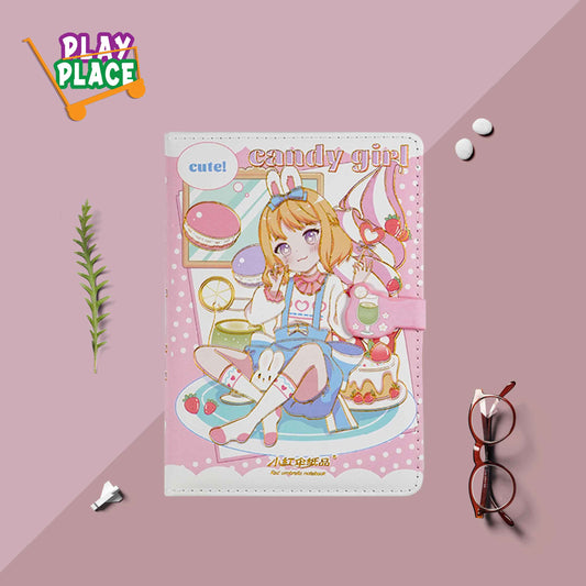Cartoon Anime Candy Girl Diary with Magnetic Cupcake Lock