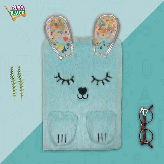 Bunny Face Furry Diary for kids - Blue