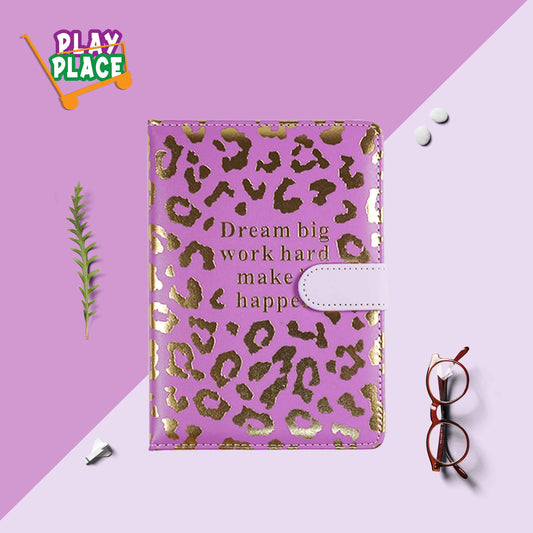 Golden Cheetah Print Diary (with Magnetic Lock) - Purple