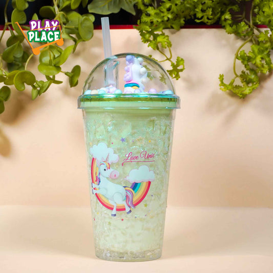 Unicorn Fancy Glass Sipper With Straw Bottle For Kids
