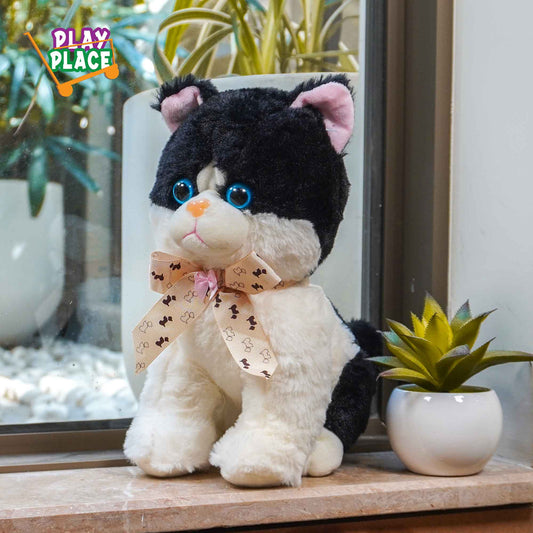 Cute Sitting Kitten Stuff toy with Bow