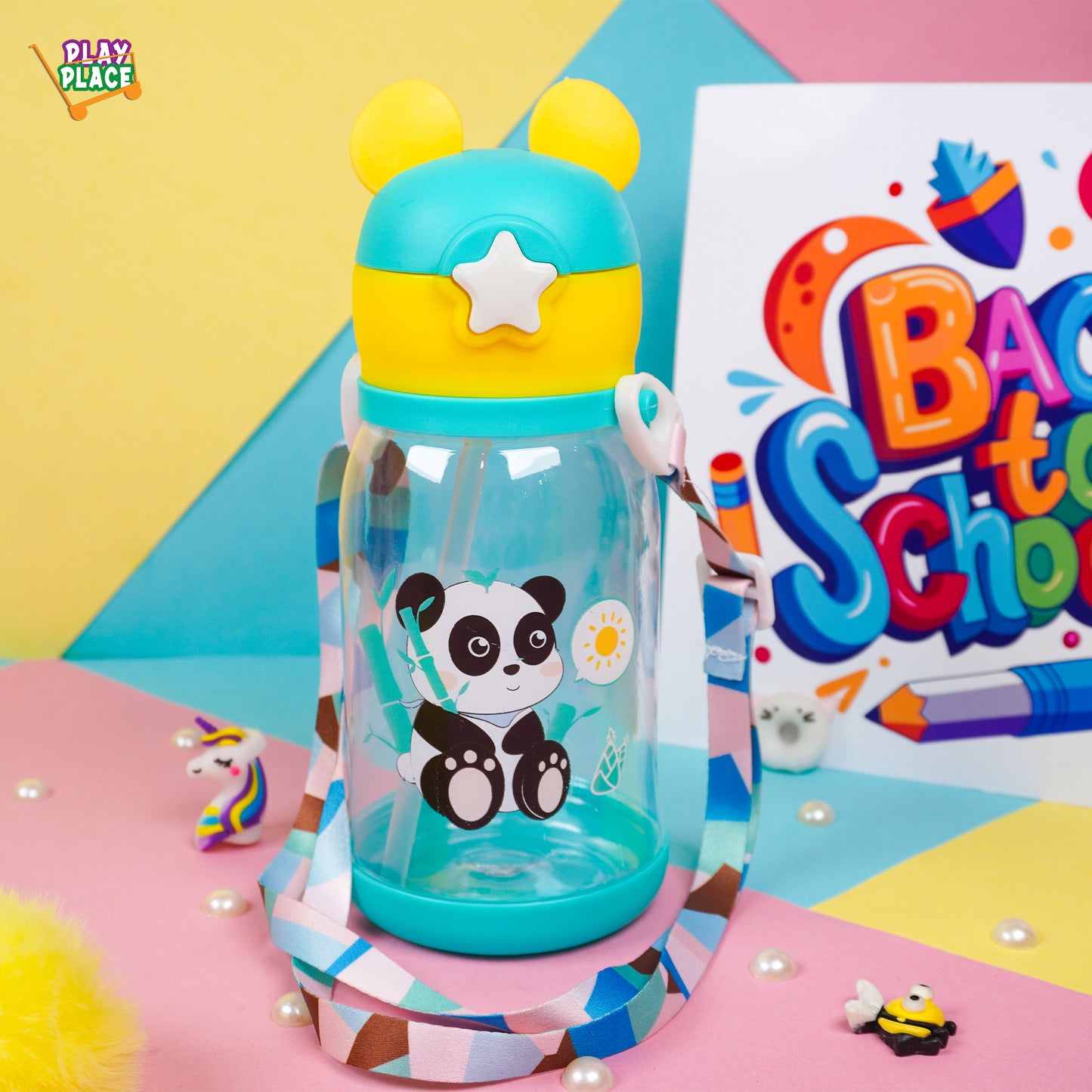 Aqua color Panda Water Bottle