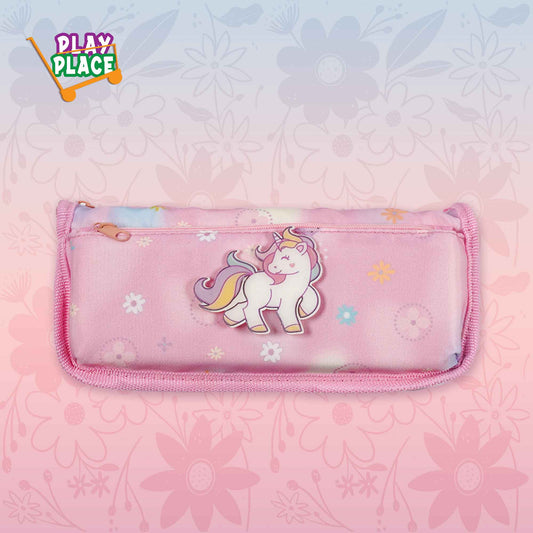 Cute Unicorn - Two zip Pencil Pouch - Pink