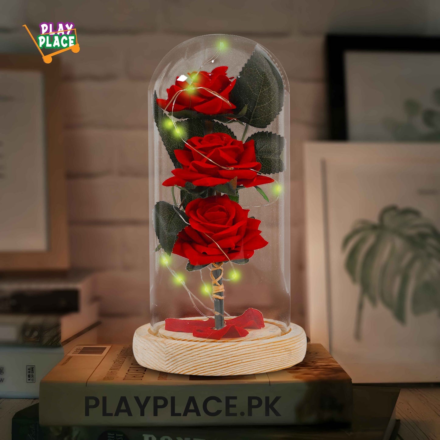Enchanted Rose with Lights (3 Roses)
