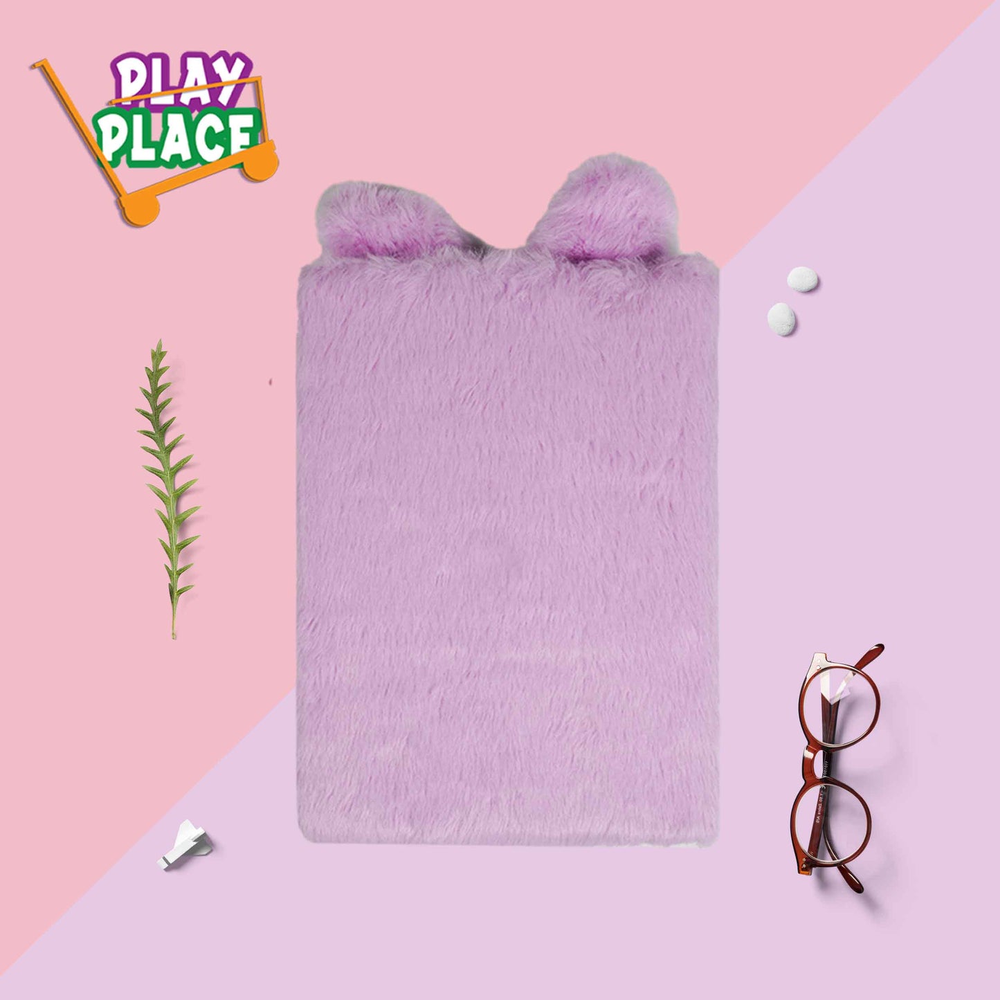 Furry Face Diary for kids with pen holder - Purple