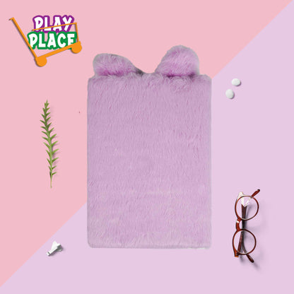 Furry Face Diary for kids with pen holder - Purple