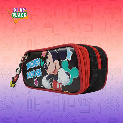 Mickey Mouse - Two zip Pencil Pouch - Black