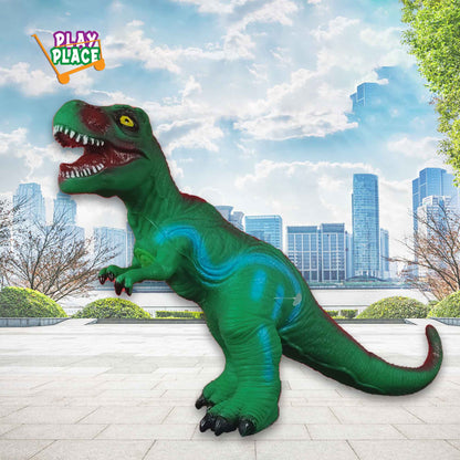 T-Rex Tyrannosaurus Dinosaur Rubber toy with Sound - Medium Green