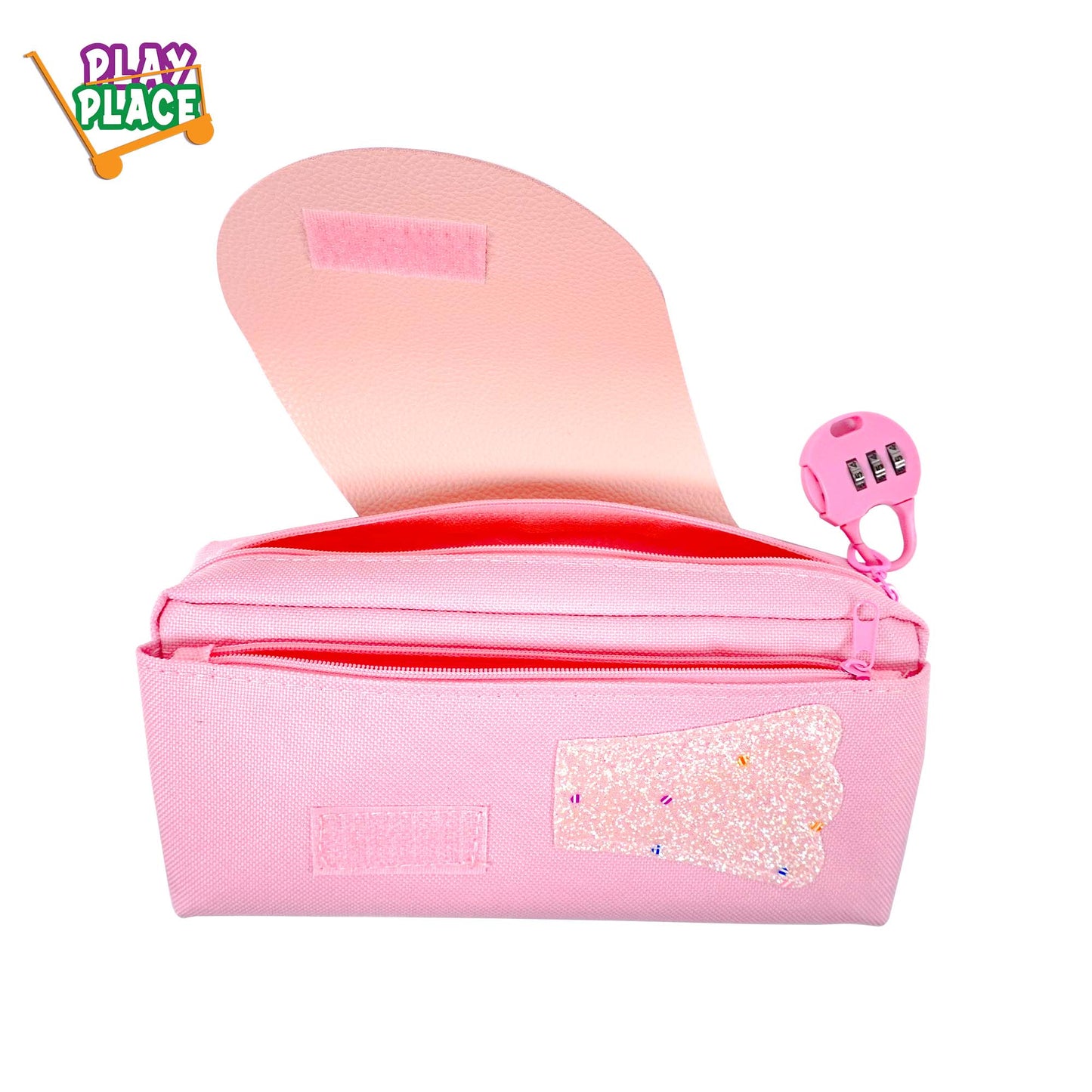 Stationery Pouch For Girls, 3 Zipper Lock Pencil Case