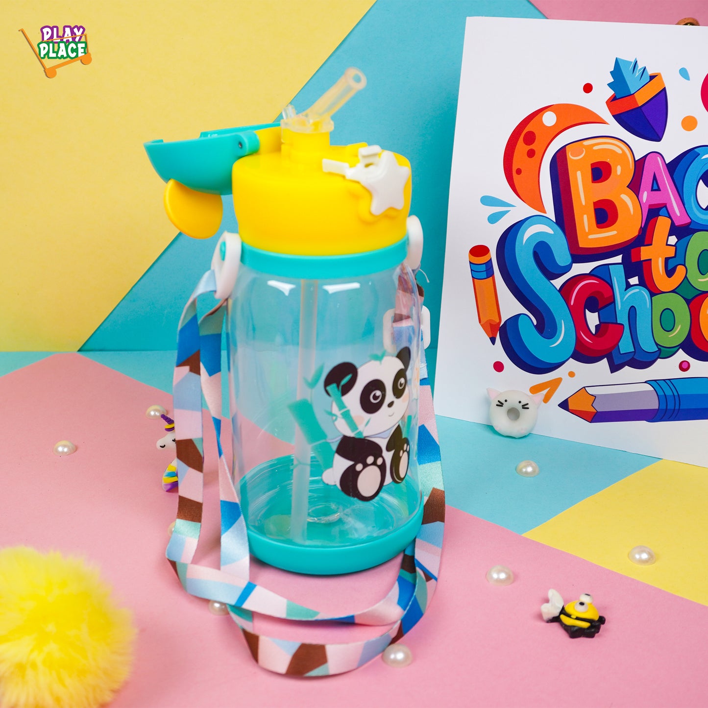 Aqua color Panda Water Bottle