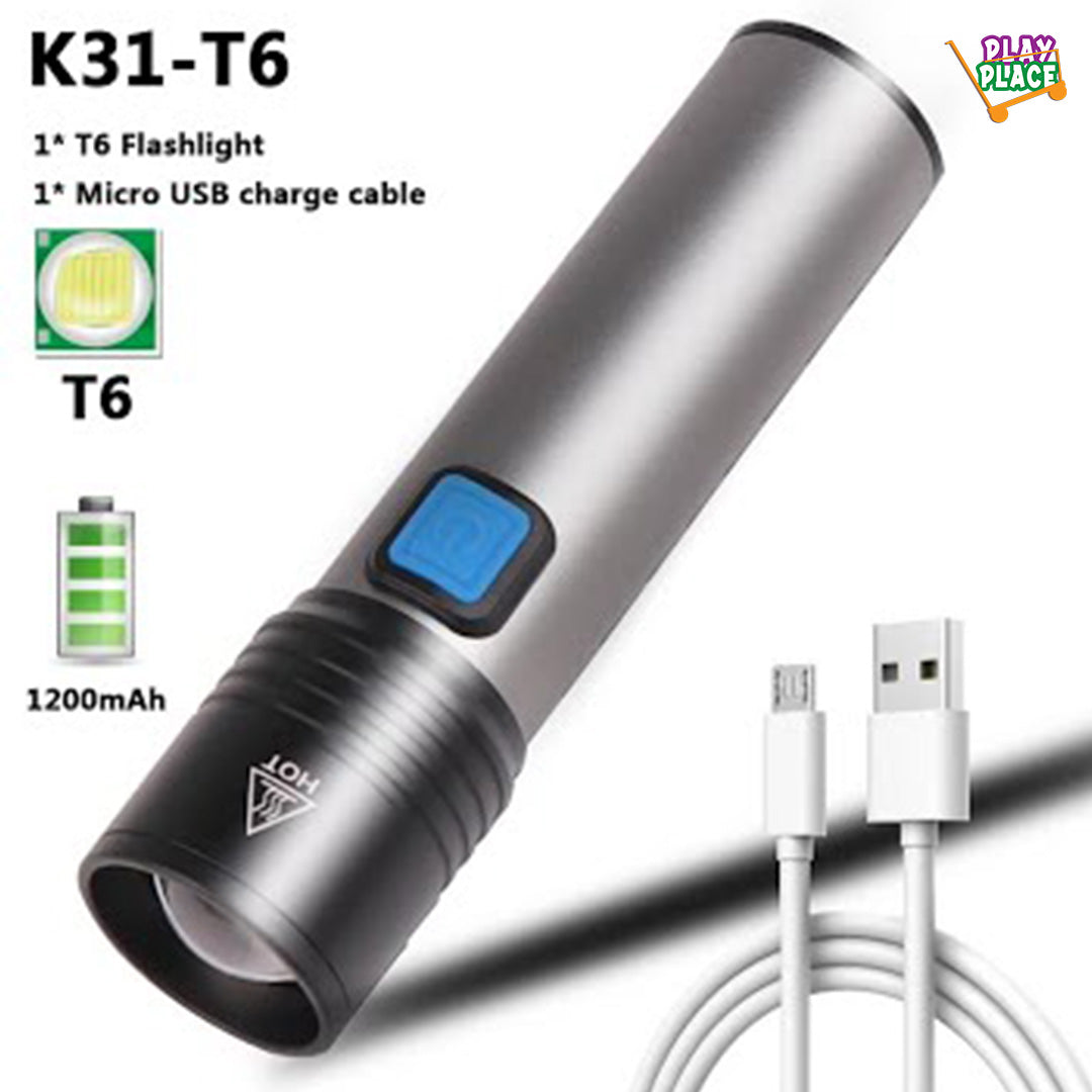 K31 Powerful T6 LED Flashlight Lamp Zoom Torch