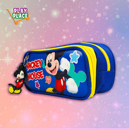 Mickey Mouse - Two zip Pencil Pouch - Blue
