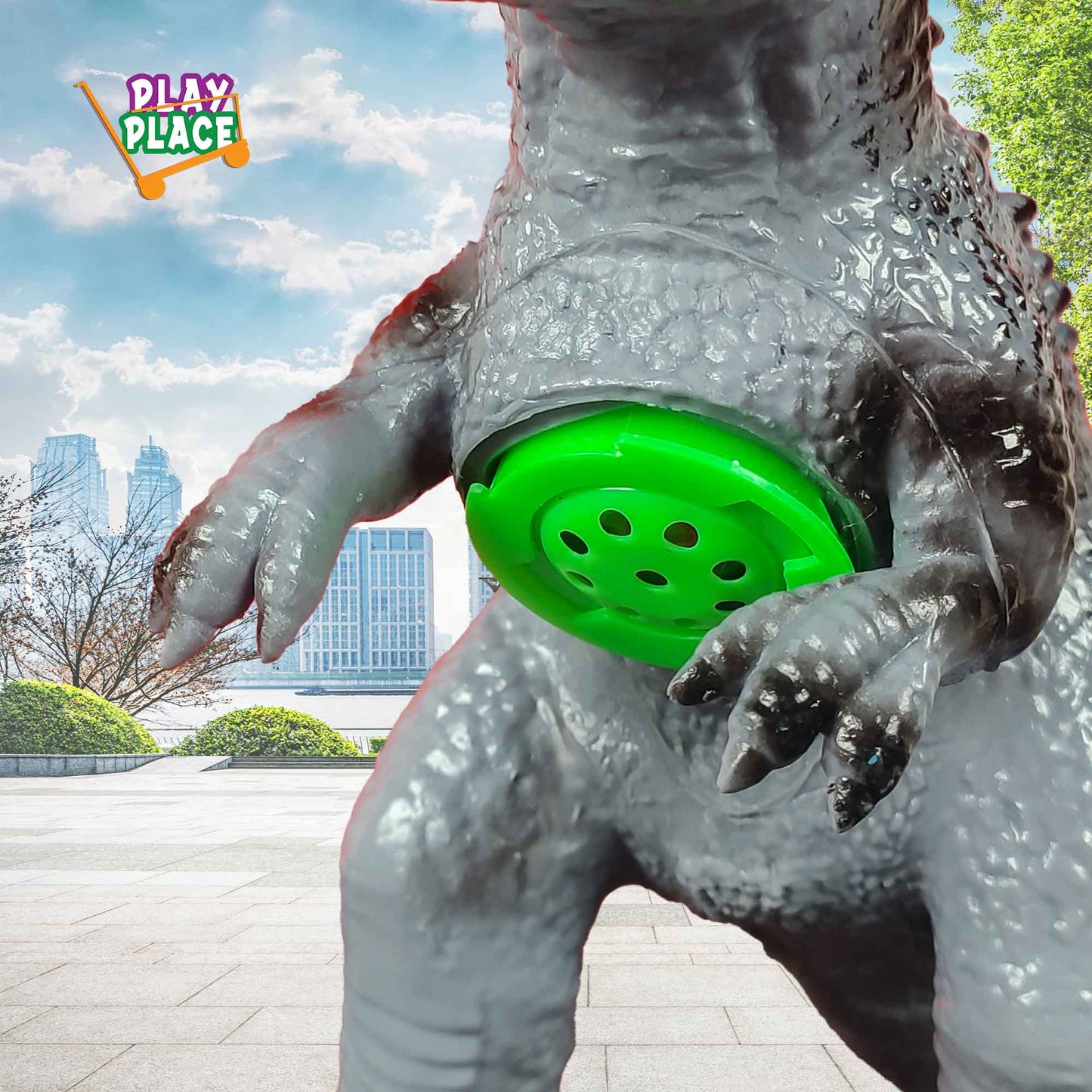 Spikey T-Rex Tyrannosaurus Dinosaur Rubber toy with Sound - Medium Grey