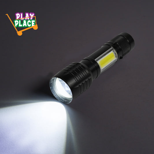 COB LED 3 Modes Zoomable Rechargeable Tactical Flashlight