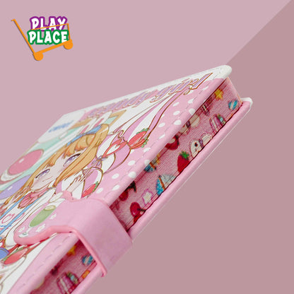 Cartoon Anime Candy Girl Diary with Magnetic Cupcake Lock
