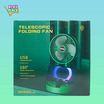 Telescopic Folding Desk Fan with phone holder - Rechargeable